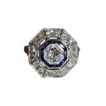 Octagon Diamond and Sapphire Ring