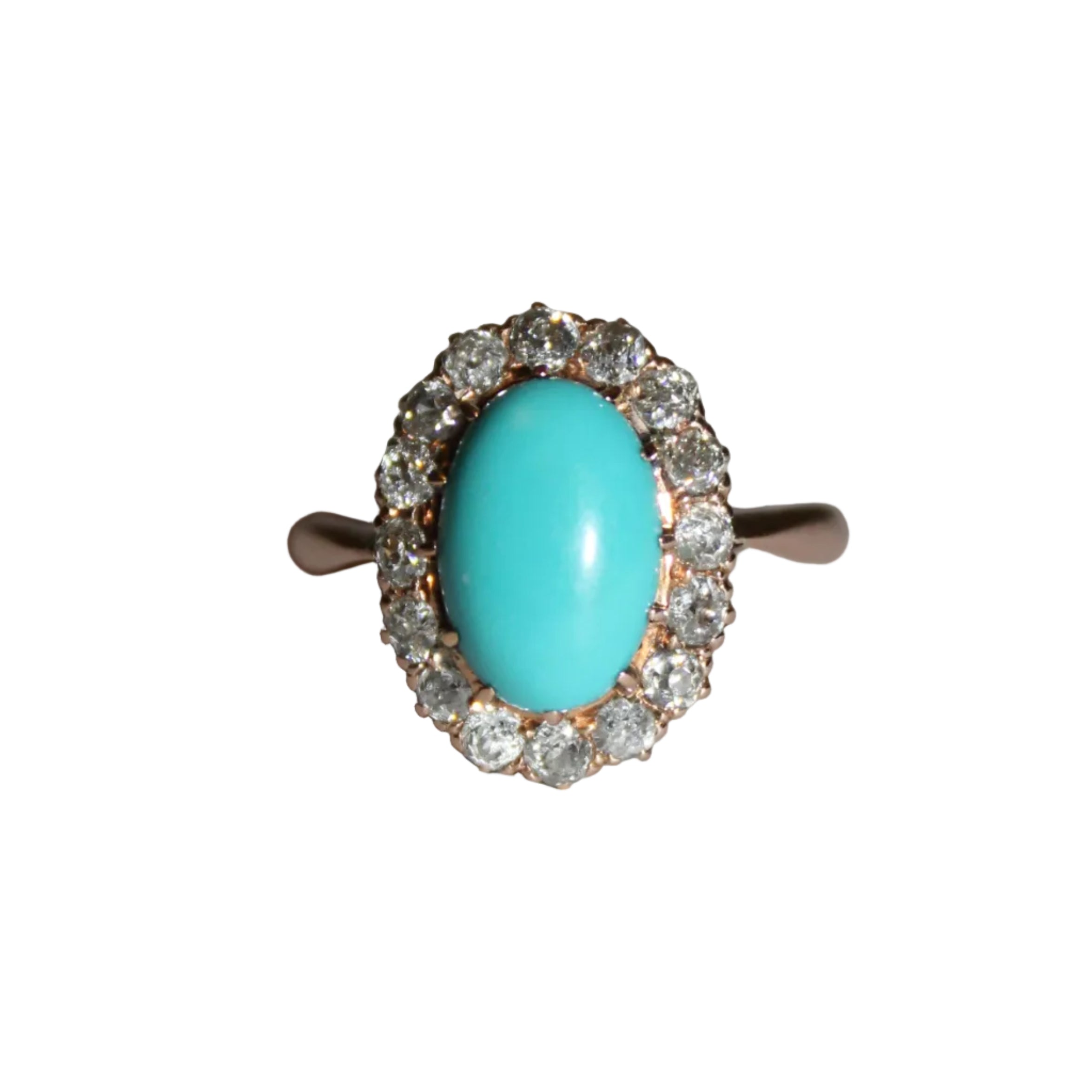 Turquoise and Rose Cut Diamond Ring