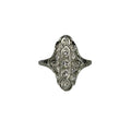 Decorative ring with intricate design on a white background