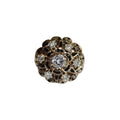 Gold ring with diamonds and black enamel accents 